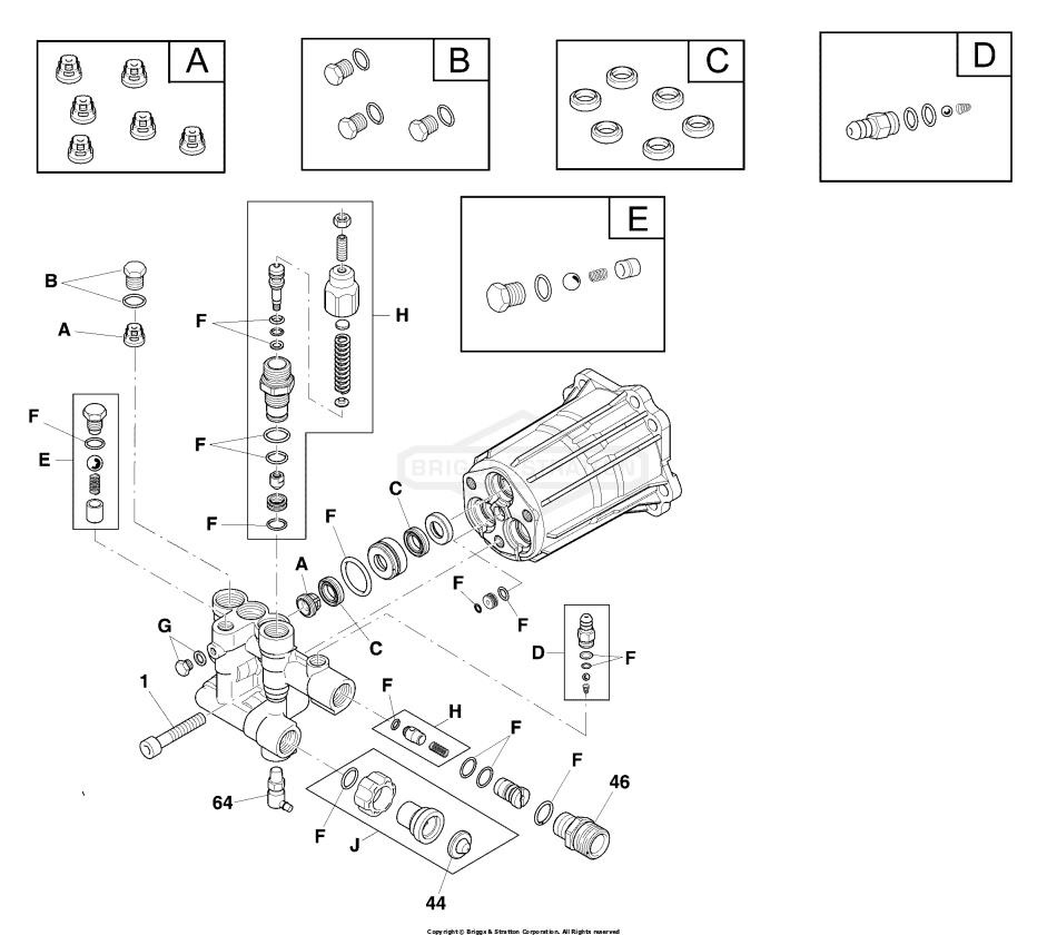 B&S Model 020690 with 317054 Pump breakdown & rebuild kits